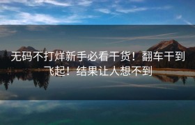 无码不打烊新手必看干货！翻车干到飞起！结果让人想不到