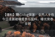 【爆料】糖心vlog突发：业内人士在今日凌晨被曝曾参与猛料，曝光席卷全网
