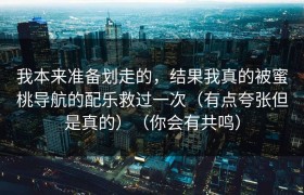 我本来准备划走的，结果我真的被蜜桃导航的配乐救过一次（有点夸张但是真的）（你会有共鸣）