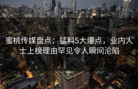 蜜桃传媒盘点：猛料5大爆点，业内人士上榜理由罕见令人瞬间沦陷