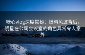 糖心vlog深度揭秘：爆料风波背后，明星在公司会议室的角色异常令人意外