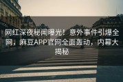 网红深夜秘闻曝光！意外事件引爆全网，麻豆APP官网全面轰动，内幕大揭秘