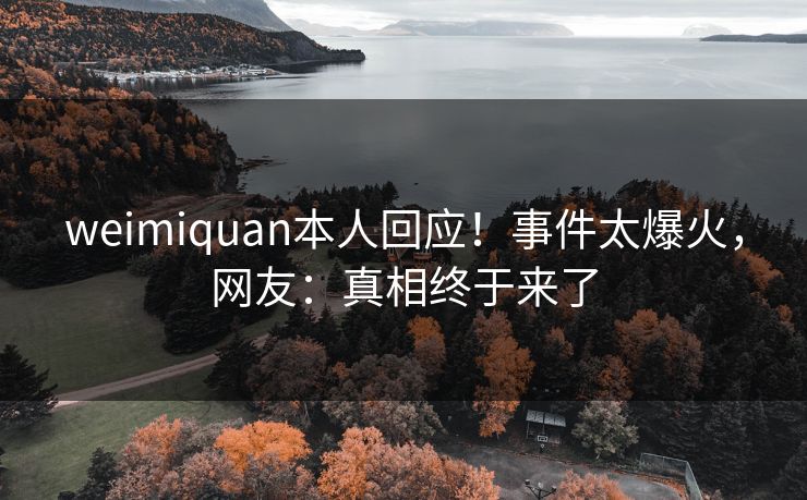 weimiquan本人回应！事件太爆火，网友：真相终于来了