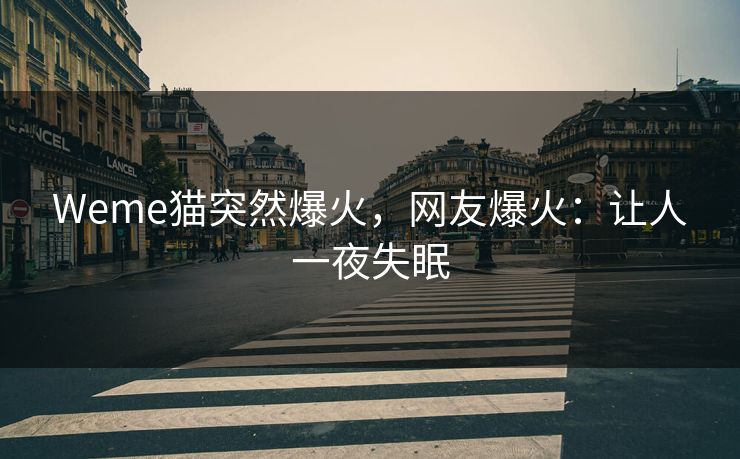 Weme猫突然爆火，网友爆火：让人一夜失眠