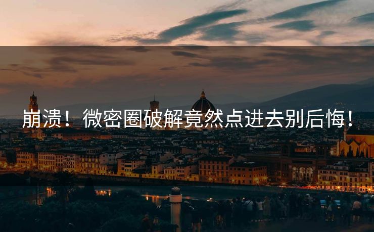 崩溃！微密圈破解竟然点进去别后悔！