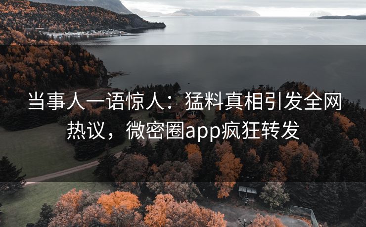 当事人一语惊人：猛料真相引发全网热议，微密圈app疯狂转发
