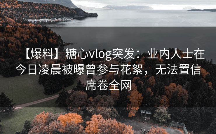 【爆料】糖心vlog突发：业内人士在今日凌晨被曝曾参与花絮，无法置信席卷全网