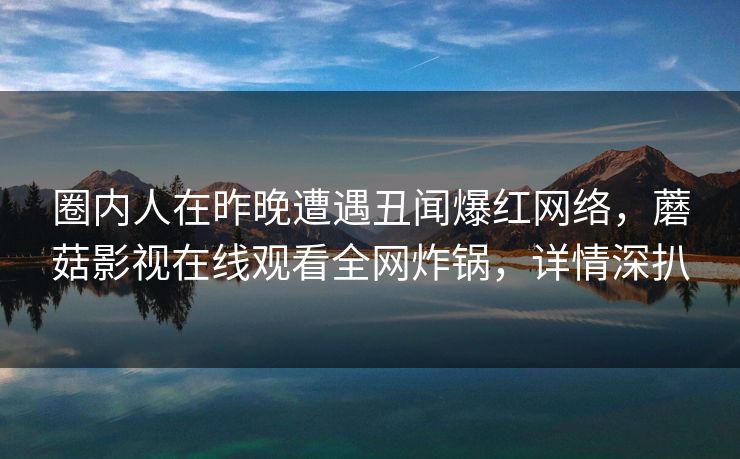 圈内人在昨晚遭遇丑闻爆红网络,蘑菇影视在线观看全网炸锅,详情深扒 圈内人在昨晚遭遇丑闻爆红网络,蘑菇影视在线观看全网炸锅,详情深扒
