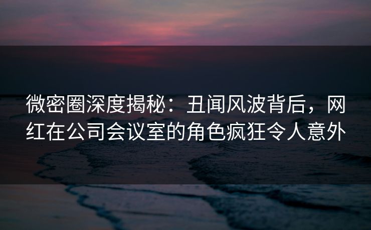 微密圈深度揭秘：丑闻风波背后，网红在公司会议室的角色疯狂令人意外