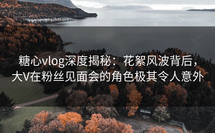 糖心vlog深度揭秘：花絮风波背后，大V在粉丝见面会的角色极其令人意外