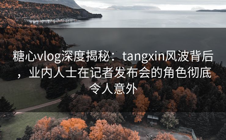 糖心vlog深度揭秘：tangxin风波背后，业内人士在记者发布会的角色彻底令人意外
