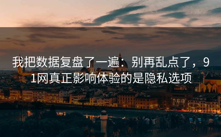 我把数据复盘了一遍：别再乱点了，91网真正影响体验的是隐私选项